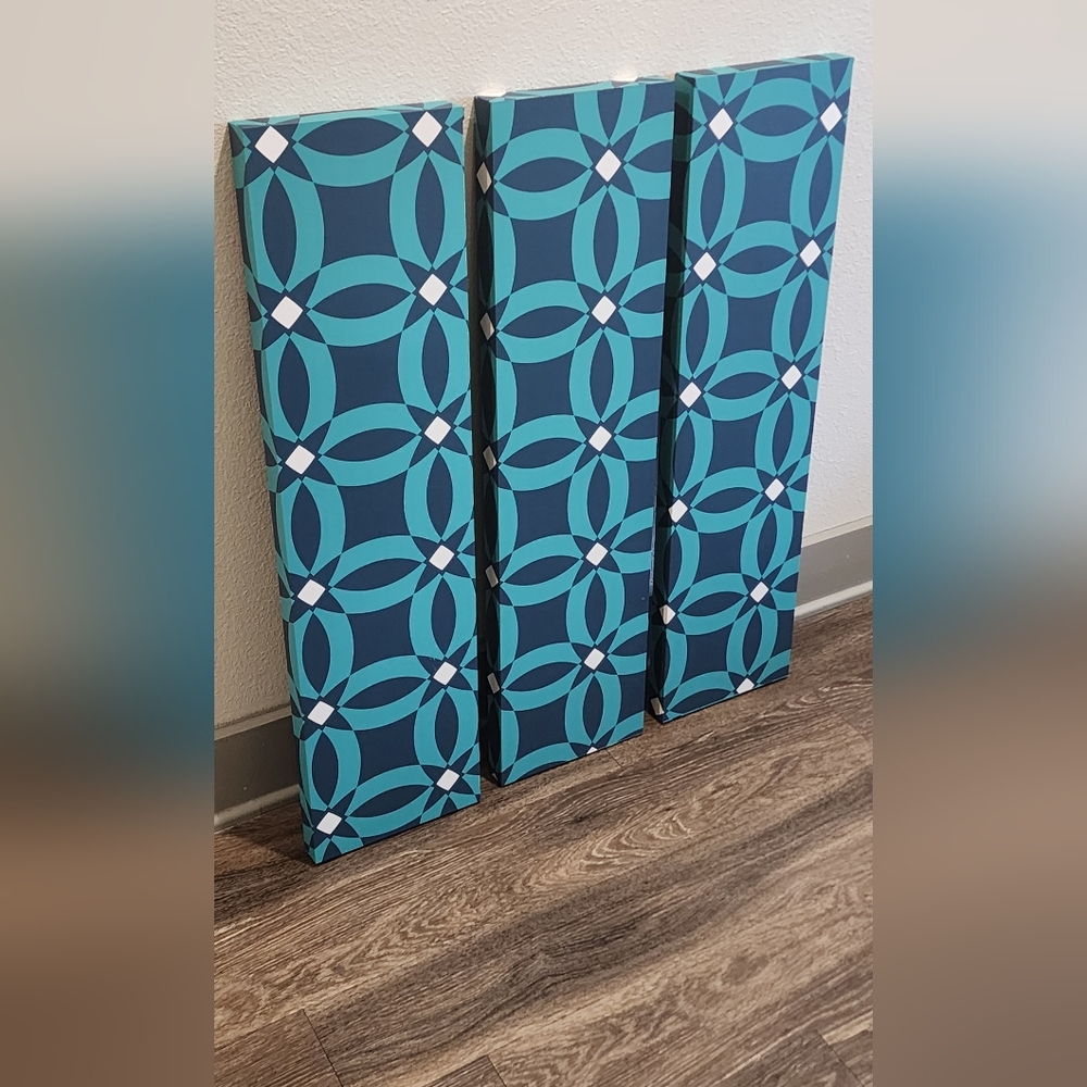Set of 3 Floating Mid-Century Modern Print Shelves.